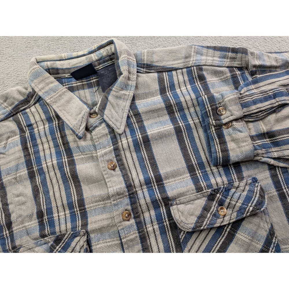 Dakota Tallman Mens 2XLT Blue Grey Plaid Flannel Button Down Shirt C H0135 3163